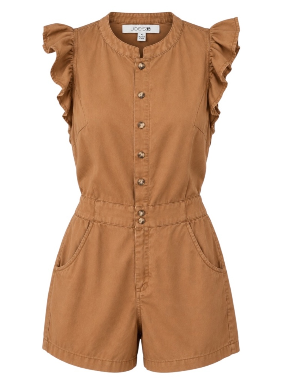Joe’s Jeans Flutter Sleeve Romper XS Henna Button Front Lyocell NWOT